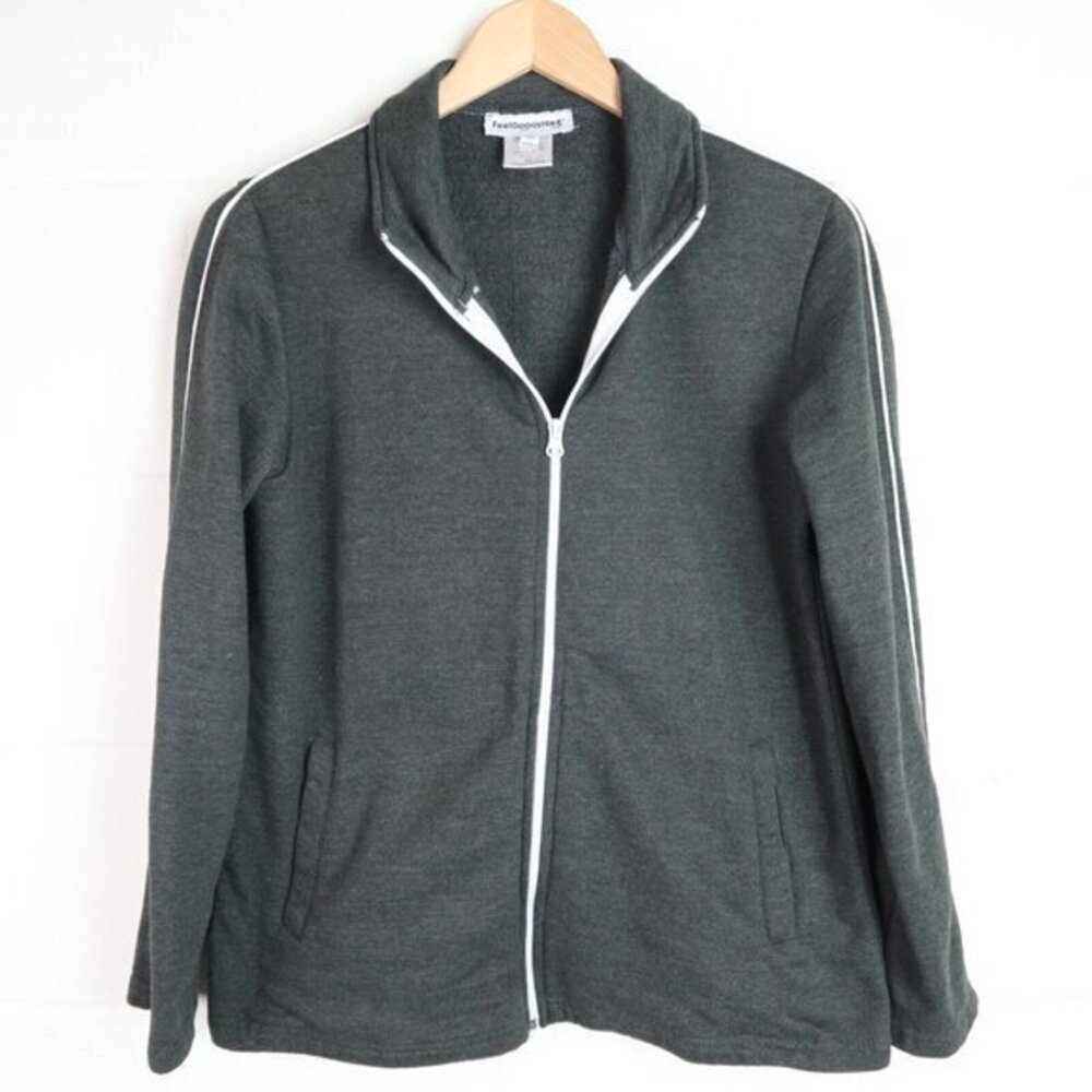FeelGoodStore Zip Sweatshirt Womens Size M Shirt Soft Lounge Top Pockets Medium